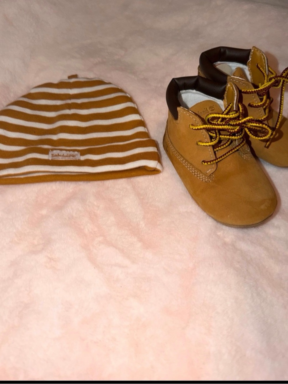 Timberland Kids Honey Tan Lace-Up Boots with Dark Collar
